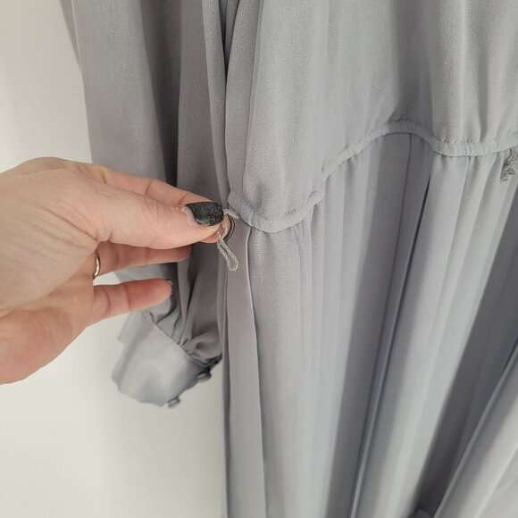 In the Mood womens 8 Vintage gray long sleeve pleated skirt dress chiffon trim - Picture 5 of 9